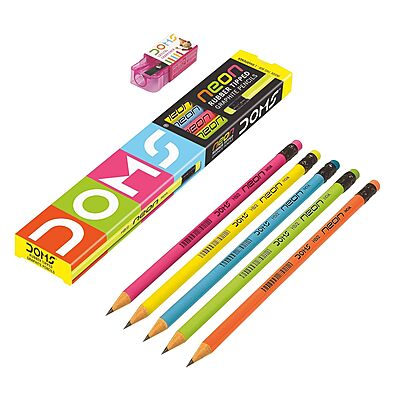 15 - Doms Neon Pencil ( 10Pcs ) ( Free : Sharpner )